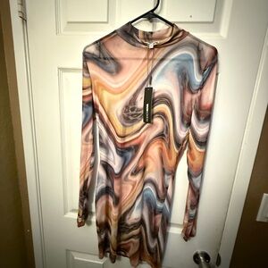 Multicolor Swirl Long Sleeve Dress